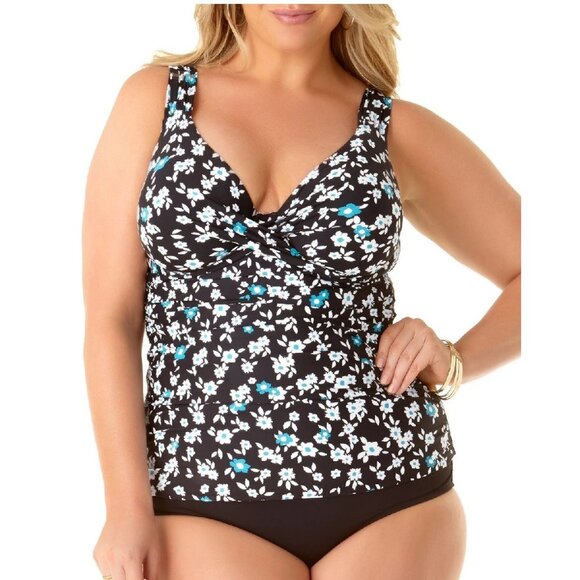 Anne Cole Printed Twist-Front Tankini Swim Top - Picture 1 of 7